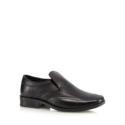 Debenhams Boy's black leather wide fit slip on school shoes